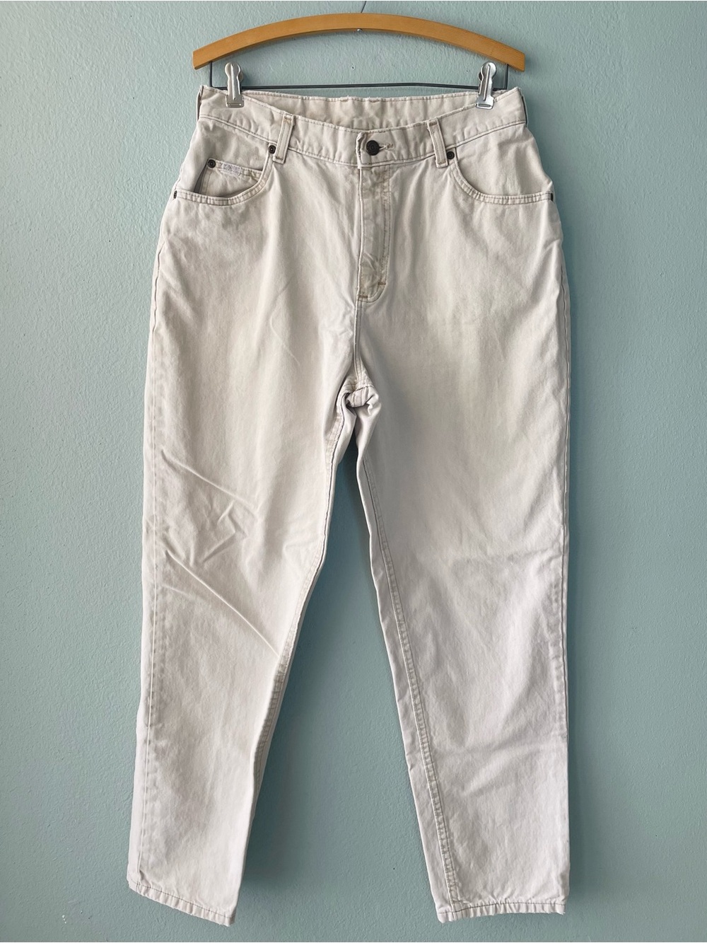 🌱5/$25🌱 Lee | Vintage 90s Beige Distressed High-Rise Straight Tapered Jeans